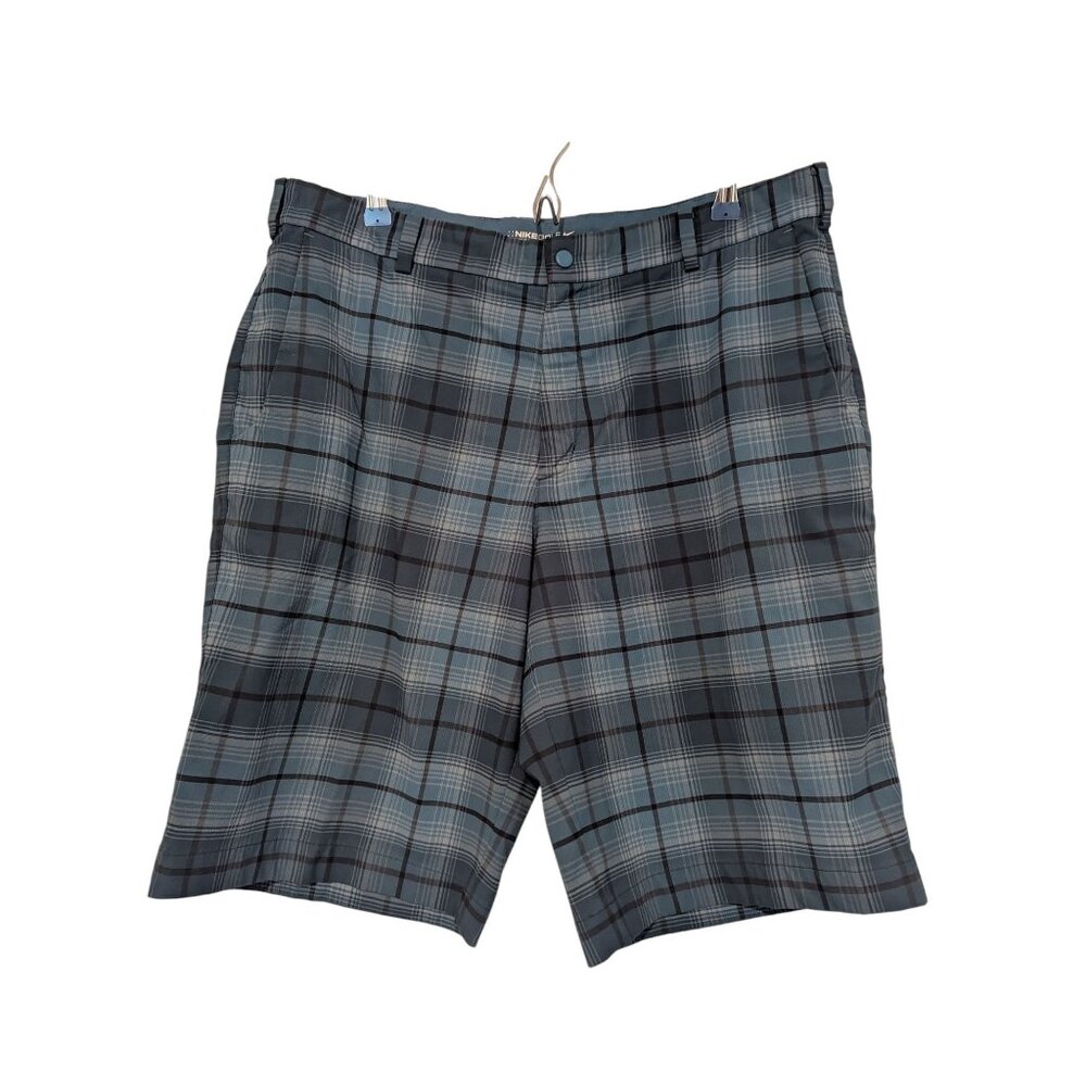 Nike Golf Mens Plaid Dri-Fit Shorts 36 Blue & Gray Lightweight Performance Fabri